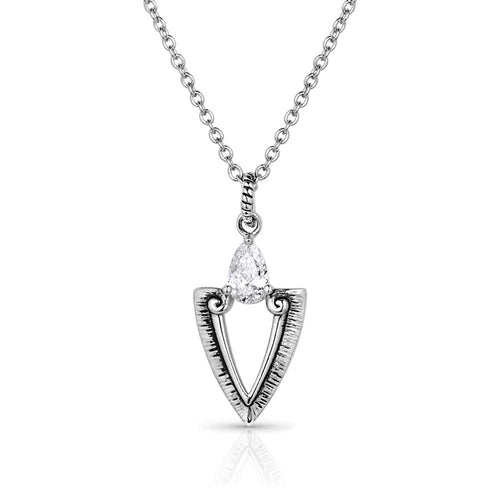 Pard's Western Shop  Montana Silversmiths Guided Purpose Crystal Arrowhead Necklace