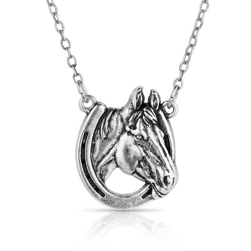 Pard's Western Shop Montana Silversmiths Lucky Horse Head Pendant Necklace