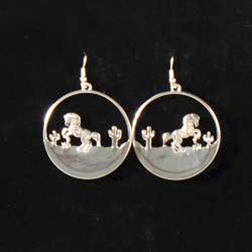 Pard's Western Shop Silver Strike Horse & Cactus Earrings