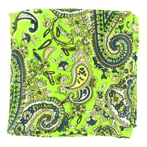 Lime Paisley Print 100% Silk Wild Rag