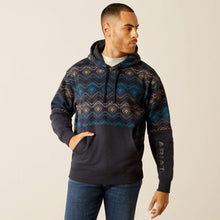 Pard's Western Shop Ariat Navy Color Block Southwest Pattern Hoodie for Men