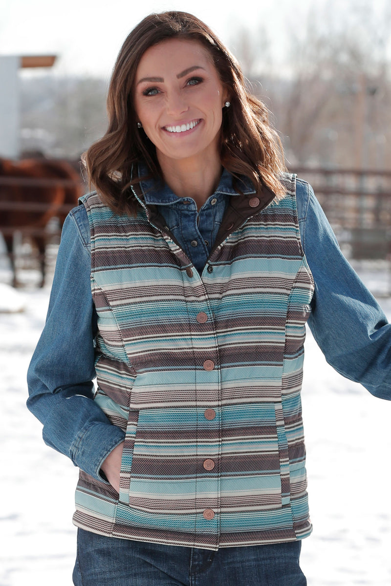 Cinch Women's Colorblock Navy Puffer Vest L