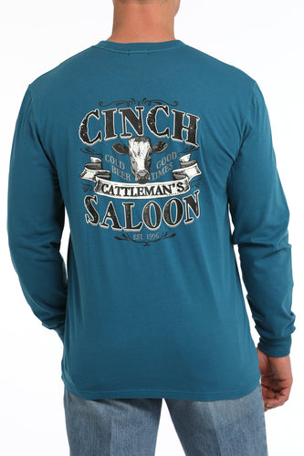 Pard's Western Shop Cinch Men's Teal Cattleman's Saloon Long Sleeve Tee Shirt