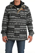 Pard's Western shop Men's Cinch Blue/Gray Southwest Print Canvas Barn Coat with Removable Hood