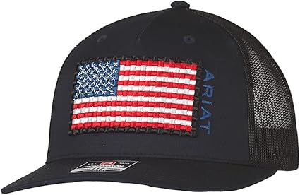 Pard's Western Shop Ariat Basket Weave American Flag Navy/Black Ballcap