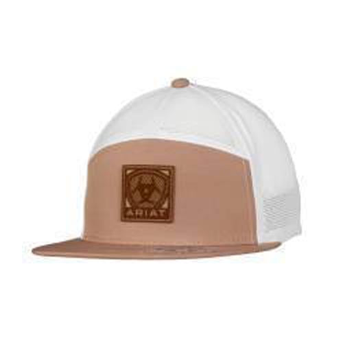 Pard's Western shop Ariat Tan/White Ballcap with Square PVC Ariat Logo Patch