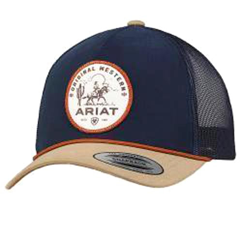 Pard's Western shop Ariat Navy/Tan Ballcap with Desert Scene Patch