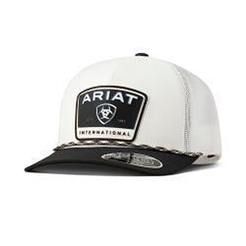 Pard's Western Shop Ariat White FlexFit 110 Ballcap with Black Rubber Ariat International Patch