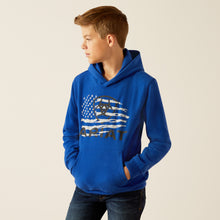 Pard's Western Shop Ariat Kid's Royal Blue Flag Logo Breakthru Hoodie