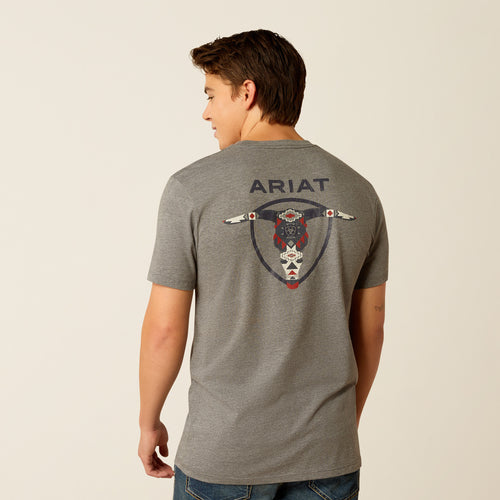 Pard's Western Shop Ariat Charcoal Southwestern Longhorn Tee for Men