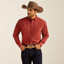 Pard's Western Shop Ariat Sanders Classic Fit Red Geometric Print Button-Down Shirt for Men