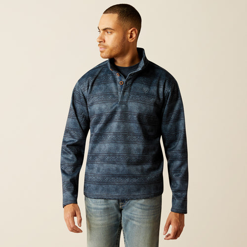 Pard's Western Shop Ariat Blue Southwest Serape Print Wesley Pullover Sweater for Men