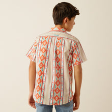 Ariat Wade Classic Fit Tan/Orange Aztec Print Short Sleeve Button-Down Shirt for Boys