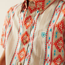 Ariat Wade Classic Fit Tan/Orange Aztec Print Short Sleeve Button-Down Shirt for Boys