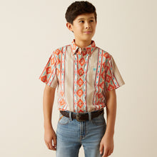 Pard's Western Shop Ariat Wade Classic Fit Tan/Orange Aztec Print Short Sleeve Button-Down Shirt for Boys