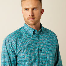 Ariat Jordy Classic Fit Turquoise Print Button-Down Shirt for Men