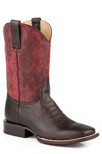 Pard's Western Shop Stetson Men's Brown/Red Square Toe Boots