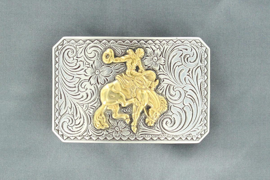 Pard's Western Shop Nocona Rectangle Bucking Saddle Bronc Buckle